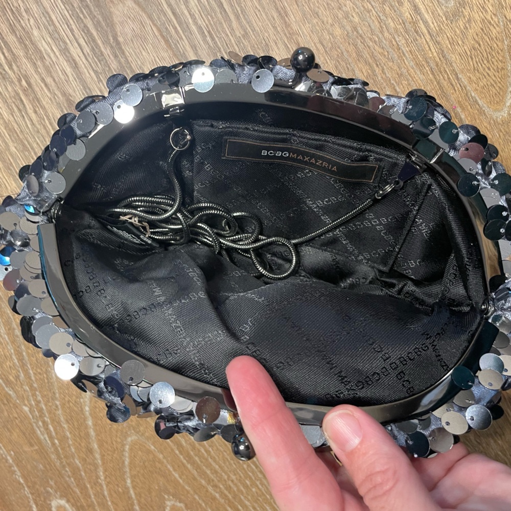 BCBGMaxAzria Black and Silver Sequin Clutch - Picture 6 of 8
